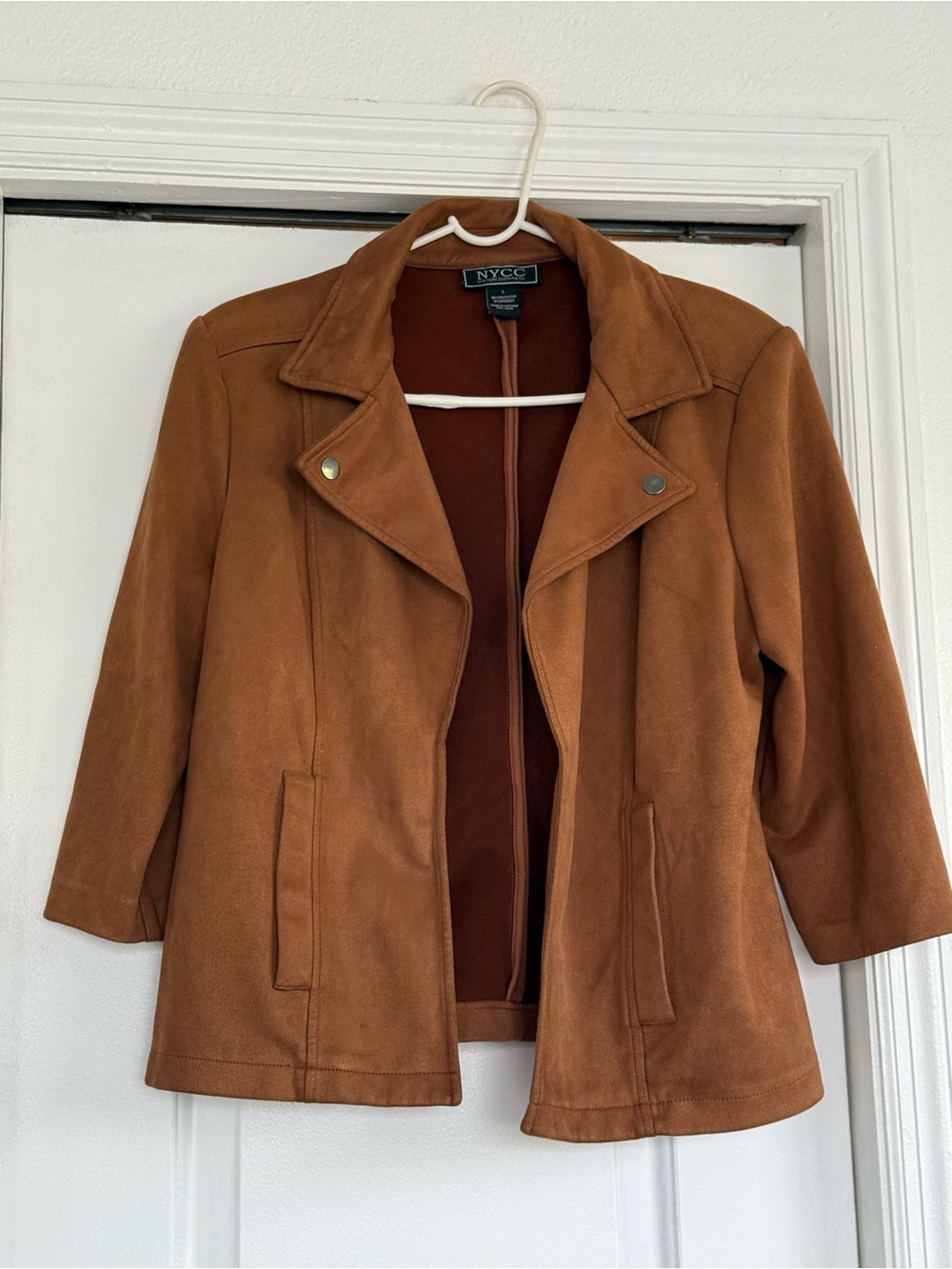 NY&C Women's Rust Brown Suede-Look Blazer Jacket